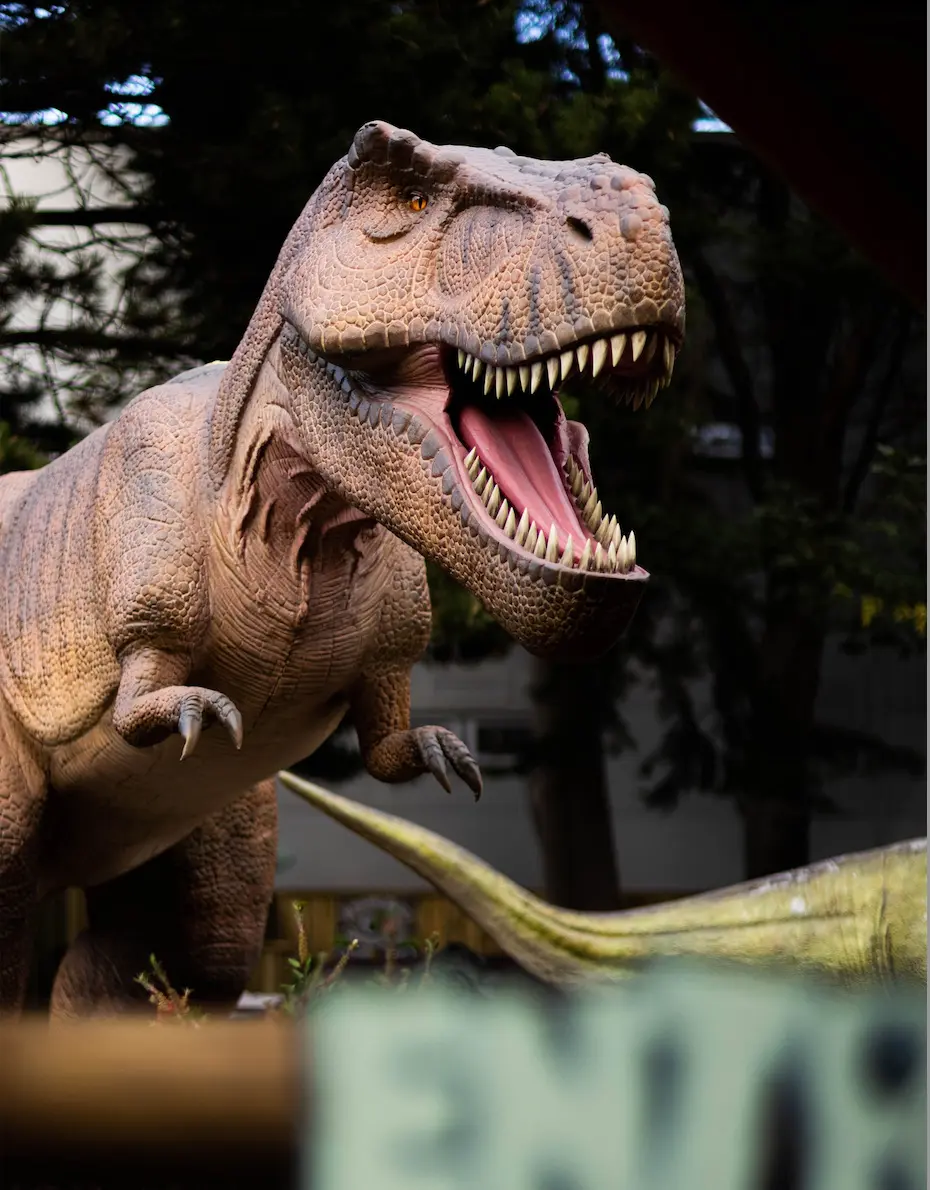 The 14-metre T-Rex roaring, seen close up